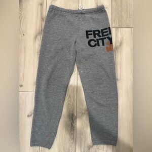 Freecity Gray Sweatpants with Black and Brown Logo
